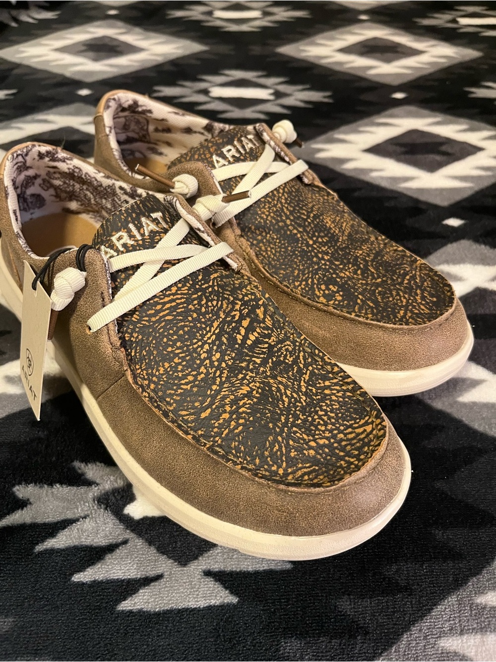 Ariat Hilo Brown and Black Patterned Slip-On Casual Shoes